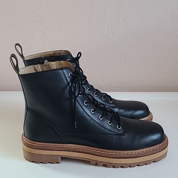 Black Suede Studio DREA PLATFORM BOOT LEATHER Color Black & Honey Size 10.5 - Picture 1 of 14
